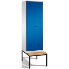 EVOLO Garderobenschrank, zueinander schlagende Türen, mit Sitzbank, 2 Abteile, A