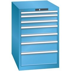 Schubladenschrank, 7 Schubladen, BxTxH 564 x 724 x 850 mm, grau metallic / lichtgrau.