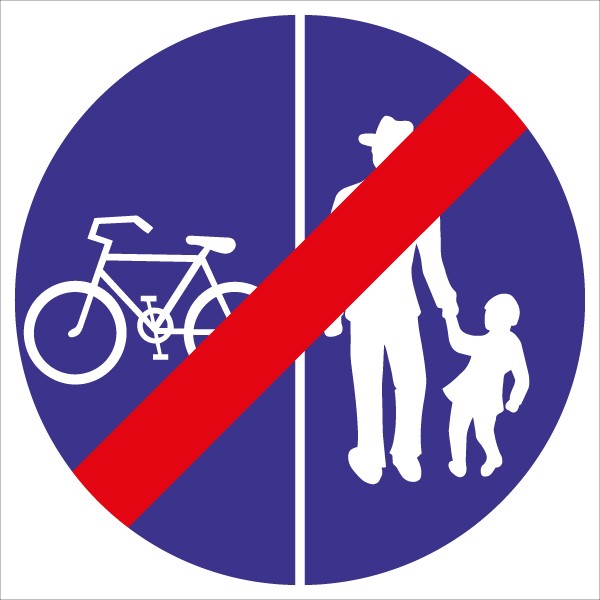§52/17a/d Geh- und Radweg getrennt Ende | flaches Verkehrszeichen