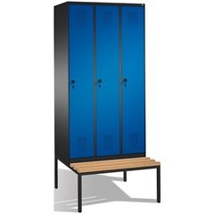 EVOLO Garderobenschrank, mit Sitzbank, 3 Abteile, Abteilbreite 300 mm, schwarzgr