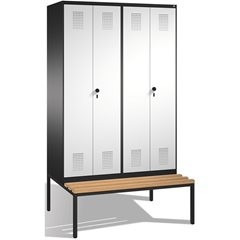 EVOLO Garderobenschrank, zueinander schlagende Türen, mit Sitzbank, 4 Abteile, A