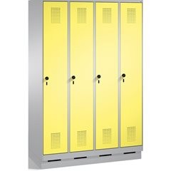 EVOLO Garderobenschrank, mit Sockel, 4 Abteile, Abteilbreite 300 mm, weißalumini