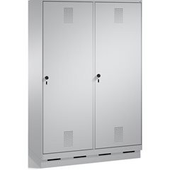 EVOLO Garderobenschrank, Tür über 2 Abteile, mit Sockel, 4 Abteile, 2 Türen, Abt