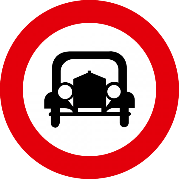 §52/6a Fahrverbot für alle KFZ außer einspurigen Motorrädern flach Scotchlite Typ1 | Flach