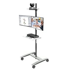 Konferenztrolley VIEWMATE COMBO, für zwei Monitore, silber.
