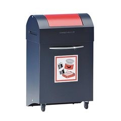 Wertstoffsammler, flammverlöschend, BxT 380 x 320 mm, Volumen 45 l, Einwurf signalgelb.