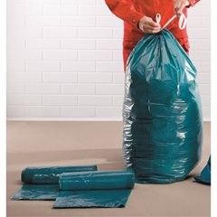 Zugband-Abfallsäcke, LDPE, 120 l, 50 µm, LxB 1000 x 720 mm, VE 250 Stk, blau.