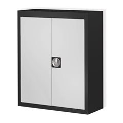 Magazinschrank, ohne Sichtlagerkästen, HxBxT 820 x 680 x 280 mm, zweifarbig, Korpus grau, Türen rot,