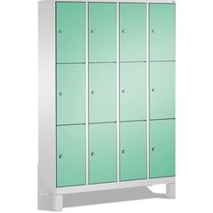 EVOLO Fächerschrank, mit Füßen, 4 Abteile, je 3 Fächer, Abteilbreite 300 mm, lic