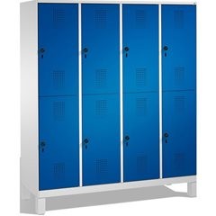 EVOLO Garderobenschrank, doppelstöckig, mit Füßen, 4 Abteile, je 2 Fächer, Abtei