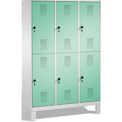 EVOLO Garderobenschrank, doppelstöckig, mit Füßen, 3 Abteile, je 2 Fächer, Abtei