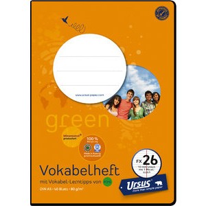 Vokabelheft, FX26, liniert 10 mm, A5, 80 g/m², 40 Blatt