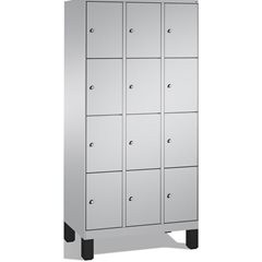 EVOLO Fächerschrank, mit Füßen, 3 Abteile, je 4 Fächer, Abteilbreite 300 mm, wei