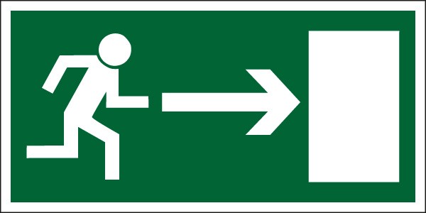 Fluchtwegschild rechts gerade 400x200/1.5mm
