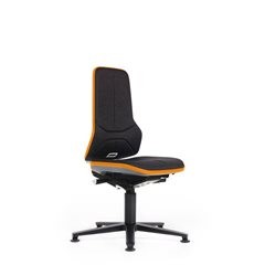 NEON Arbeitsdrehstuhl, Gleiter, Synchronmechanik, Stoff, Flexband orange.