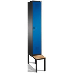 EVOLO Garderobenschrank, mit Sitzbank, 1 Abteil, Abteilbreite 300 mm, schwarzgra