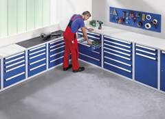 Werkzeugschrank, Breite 900 mm, Höhe 800 mm, Schubladen 3 x 100, 2 x 200 mm.