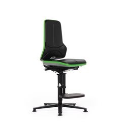 NEON Arbeitsdrehstuhl ESD, Gleiter, Aufstiegshilfe, Permanentkontakt, PU-Schaum, Flexband grün.
