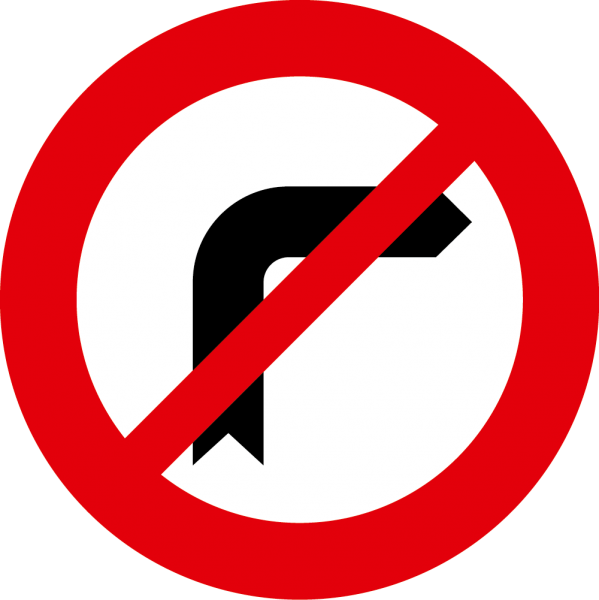 §52/3b Einbiegen nach rechts verboten flach Scotchlite Typ1 | Flach