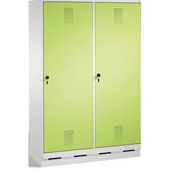 EVOLO Garderobenschrank, Tür über 2 Abteile, mit Sockel, 4 Abteile, 2 Türen, Abt