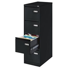 Hängeregistraturschrank LIGHT, 1-bahnig, 4 Schübe, DIN A4 quer, tiefschwarz, ab