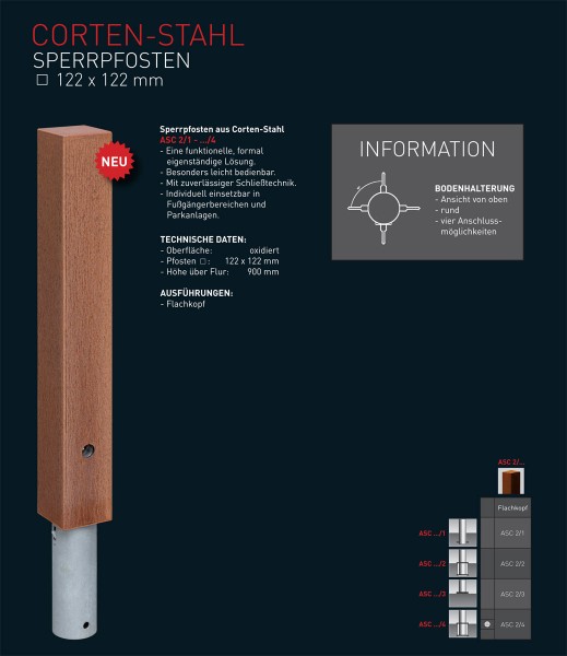 Designpfosten Corten ASC 2/1-4
