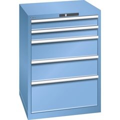 Schubladenschrank, 5 Schubladen, BxTxH 717 x 725 x 1000 mm, grau metallic / lichtgrau.