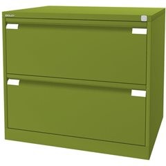 Hängeregistraturschrank, 2-bahnig, 2 Schübe, DIN A4, grün.