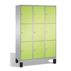 EVOLO Fächerschrank, mit Füßen, 3 Abteile, je 3 Fächer, Abteilbreite 400 mm, wei
