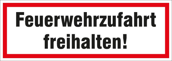 Hinweis-Aufkleber Feuerwehrzufahrt 297x105mm