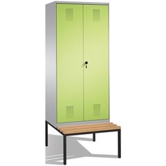 EVOLO Garderobenschrank, zueinander schlagende Türen, mit Sitzbank, 2 Abteile, A