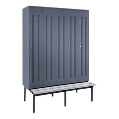 Spind Berlin 1 Sitzbank, 5 Abteile, blaugrau, B 1500 mm, untergebaut, Kunststoff.