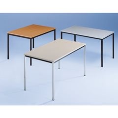 Rechtecktisch, Rundrohr beschichtet, BxT 800 x 800 mm, grau / grau.