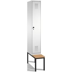 EVOLO Garderobenschrank, mit Sitzbank, 1 Abteil, Abteilbreite 300 mm, lichtgrau.