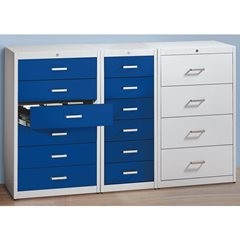 Hängeregistraturschrank, Bügelgriffe, 4 Schübe, Sanfteinzug, 1-bahnig, weißalumi