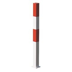 Sperrpfosten aus Stahl, zum Aufdübeln, 70 x 70 mm, rot-weiß, 2 Kettenösen.