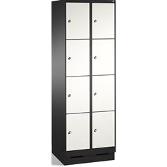 EVOLO Fächerschrank, mit Sockel, 2 Abteile, je 4 Fächer, Abteilbreite 300 mm, sc