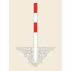Sperrpfosten Morion, zum Einbetonieren, Ø 76 mm, rot-weiß lackiert, 1 Öse.