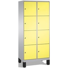 EVOLO Fächerschrank, mit Füßen, 2 Abteile, je 4 Fächer, Abteilbreite 400 mm, wei
