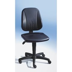 Arbeitsdrehstuhl, mit Gasfeder-Höhenverstellung, Kunstlederbezug, schwarz, mit Rollen.