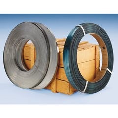 Stahlband, für Bandabroller, Packenwicklung, gewachst und gebläut, Bandbreite 16 mm.