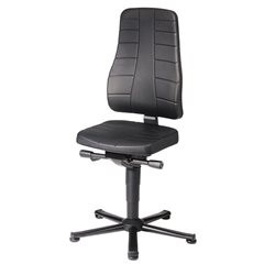 Arbeitsdrehstuhl All-in-One, mit Bodengleitern, PU-Schaum, schwarz.