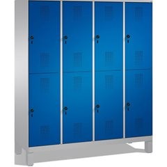 EVOLO Garderobenschrank, doppelstöckig, mit Füßen, 4 Abteile, je 2 Fächer, Abtei