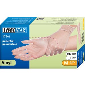 Handschuh IDEAL, Vinyl, puderfrei, Größe: M, weiß, transparent
