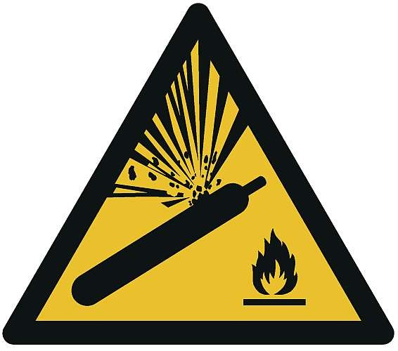 Warnschild Gasflaschen s = 200/1.5mm