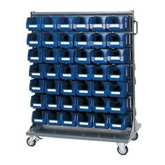 Lagerregal-Rollwagen, mit Sichtlagerkästen, Höhe 1335 mm.
