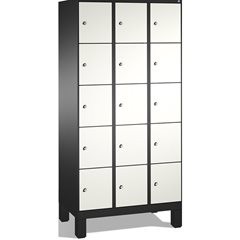 EVOLO Fächerschrank, mit Füßen, 3 Abteile, je 5 Fächer, Abteilbreite 300 mm, sch