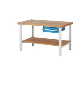 Werkbank, Baukastensystem Serie 7000, 1 Schublade, 1 Ablageboden, BxT 1500 x 900 mm.