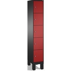 EVOLO Fächerschrank, mit Füßen, 1 Abteil, 5 Fächer, Abteilbreite 300 mm, schwarz