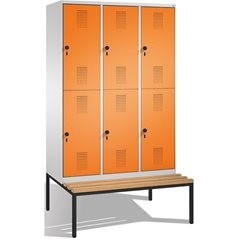 EVOLO Garderobenschrank, doppelstöckig, mit Sitzbank, 3 Abteile, je 2 Fächer, Ab